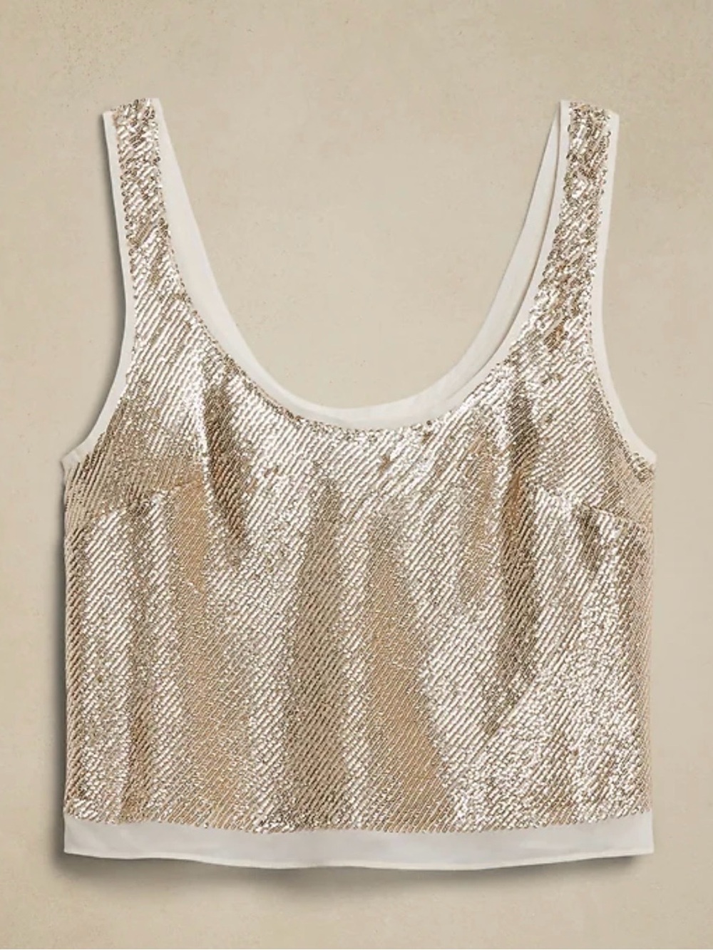 Banana Republic Alina Antique Gold Scoop Neck Sequin Tank Top NWT